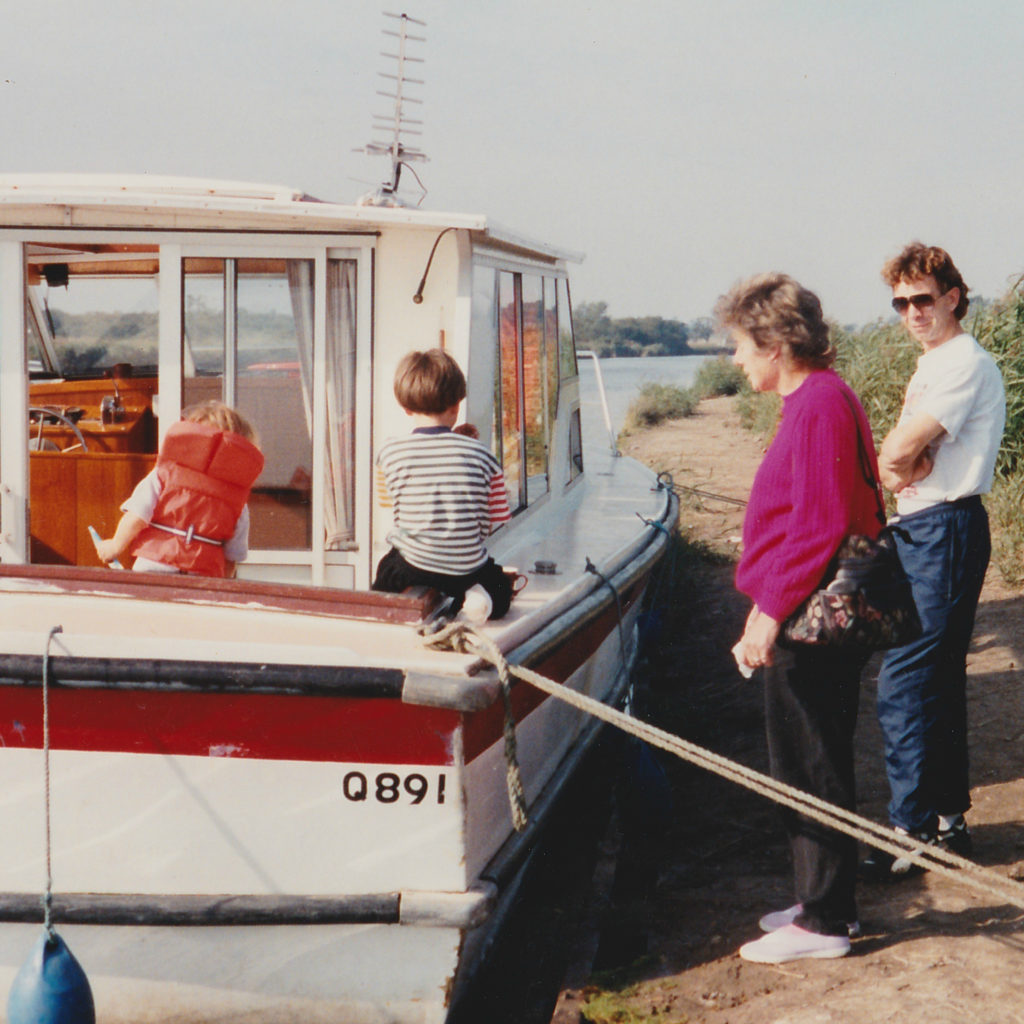 Elaine, Alex and family on holiday in the Norfolk Broads