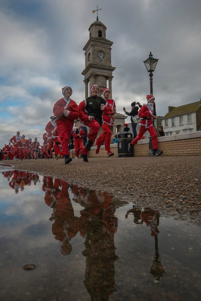 Young Santas on the run