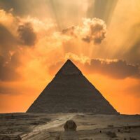 The Great Pyramid of Khufu at sunset