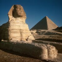 Sphinx with Great Pyramid of Giza